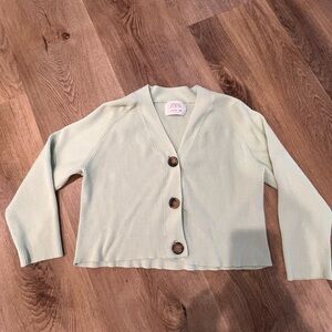 Zara girl’s Light Green Cardigan Sweater